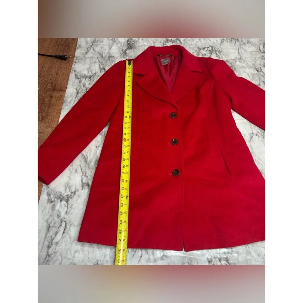 J. Jill Vibrant Red Wool Pea Coat Button front jacket size small classic winter